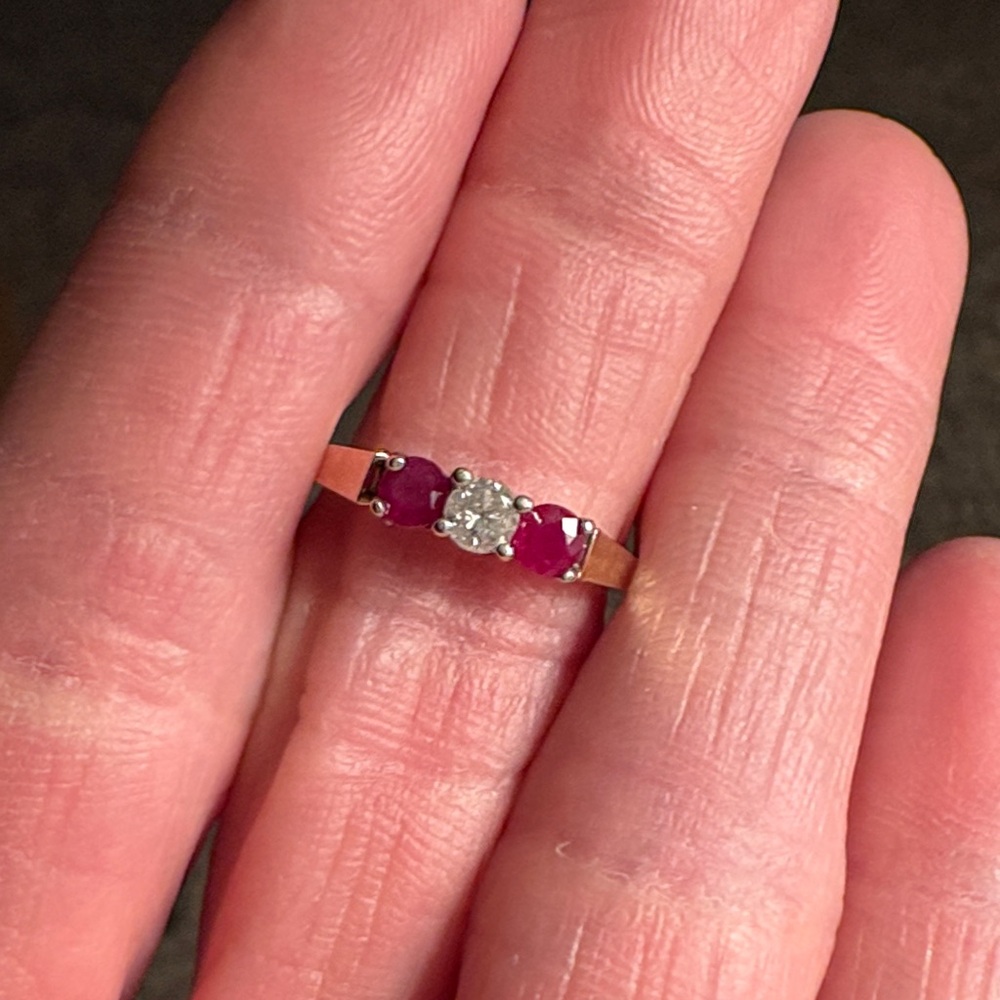 Dainty Ruby and Diamond band